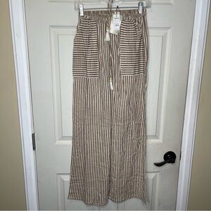 DayBreak Wonens lounge Wear Striped Brown Pants Sz XS